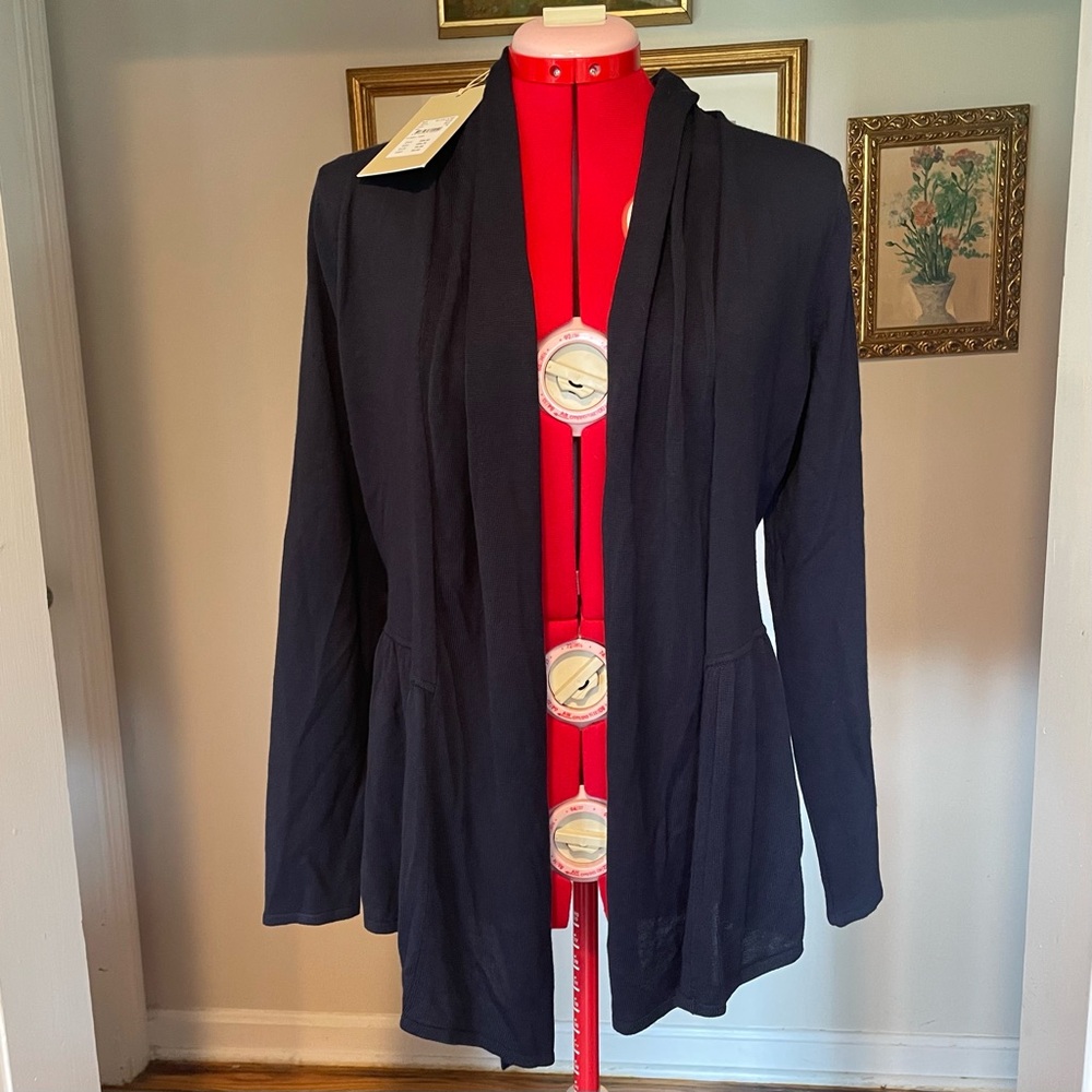 NWT Navy SOYACONCEPT Draped Angled Hem Cardigan